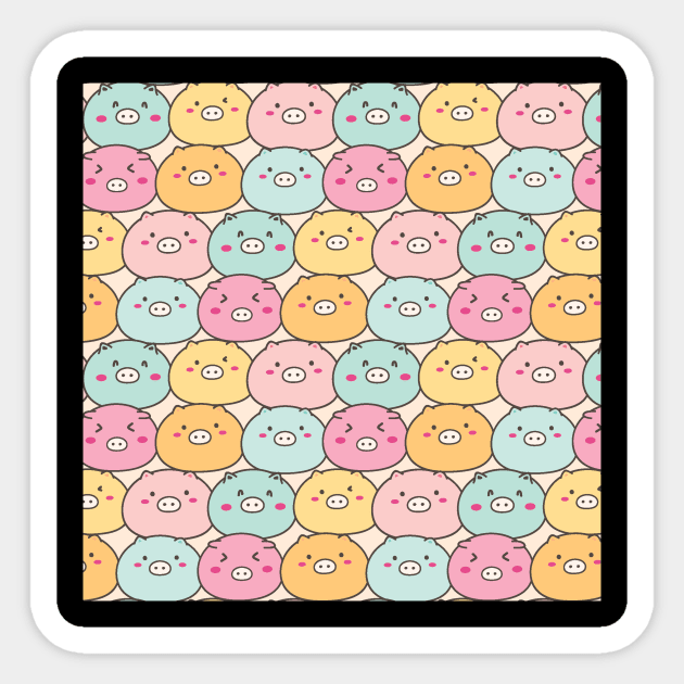 Lovely Pig Pattern Sticker by aquariart